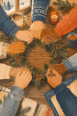 Intercessory Prayer Circle Around Evergreen Wreath