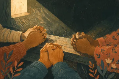 Intercessory Prayer Hands in Evergreen Chapel Light