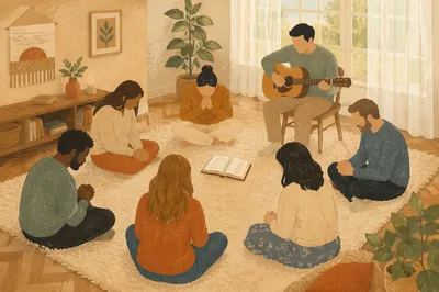 Intercessory Prayer Circle in Evergreen Living Room