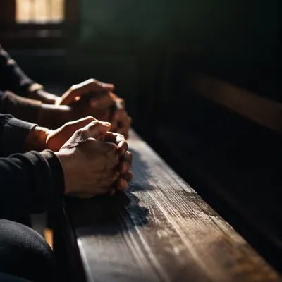 Intercessory Prayer Hands in Quiet Chapel