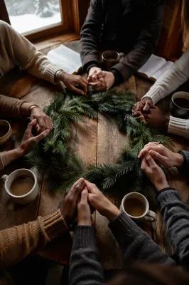 Intercessory Prayer Circle Around Evergreen Wreath
