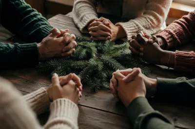 Intercessory Prayer Circle with Evergreen Centerpiece