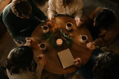 Evergreen Intercessory Prayer Circle Overhead Scene