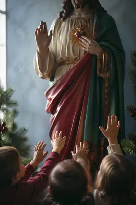 Jesus Blessing Children in Evergreen Light