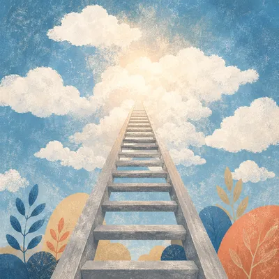Stairway Ascending into Glorious Sky Clouds