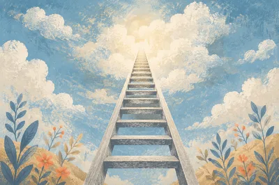 Stairway Ascending Into Glorious Sky Clouds