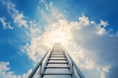 Stairway Ascending into Heavenly Clouds