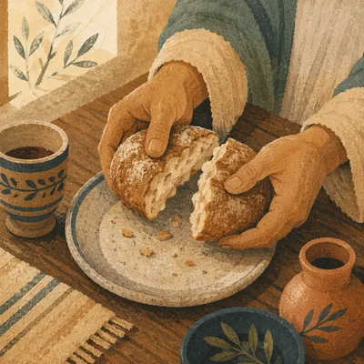Jesus Breaking Bread Last Supper Scene