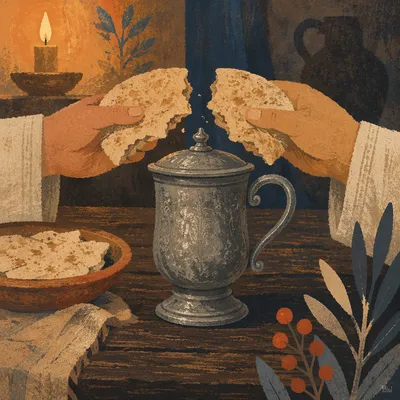 Jesus Breaking Bread at Last Supper