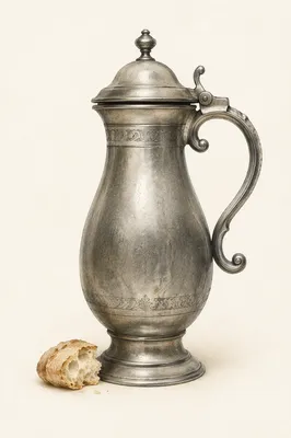 Pewter Flagon and Bread Communion Still Life