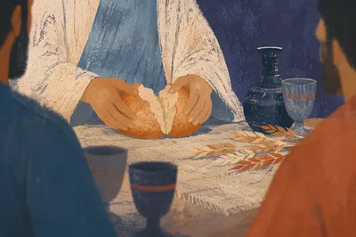 Jesus Breaking Bread at Last Supper