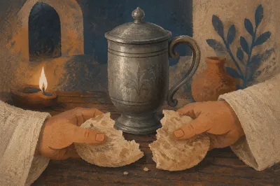 Jesus Breaking Bread at Last Supper