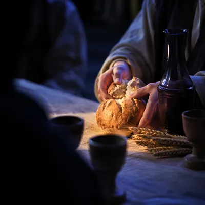 Jesus Breaking Bread at Last Supper
