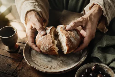 Jesus Breaking Bread at Last Supper