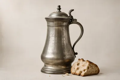 Antique Communion Flagon with Broken Bread