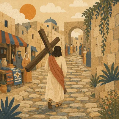 Jesus Carrying the Cross on Via Dolorosa