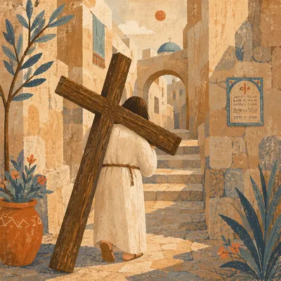 Jesus Carrying the Cross on Via Dolorosa