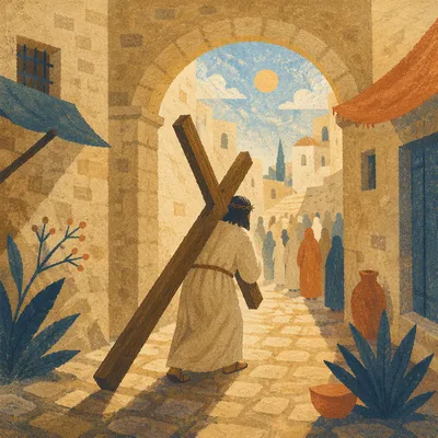 Jesus Carrying the Cross in Via Dolorosa