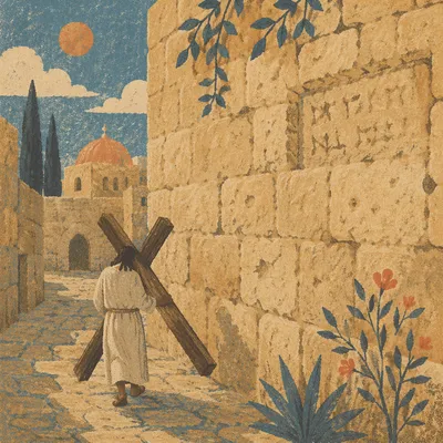 Jesus Carrying Cross on Via Dolorosa