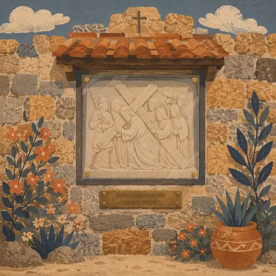 Jesus Carrying the Cross Stone Shrine