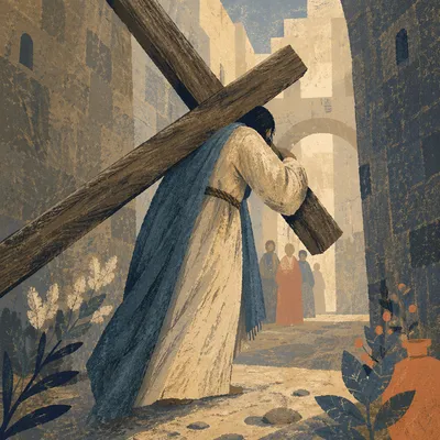 Jesus Carrying the Cross on Via Dolorosa