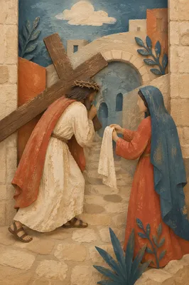 Jesus Carrying the Cross in Stone Passage