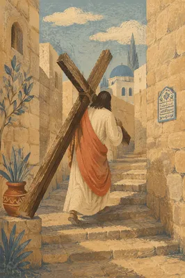 Jesus Carrying the Cross on Via Dolorosa