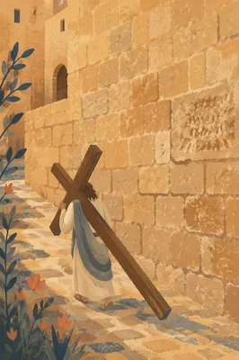 Jesus Carrying Cross on Via Dolorosa