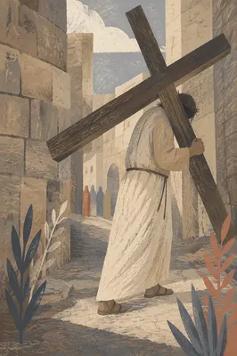 Jesus Carrying the Cross on Via Dolorosa