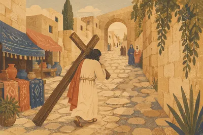 Jesus Carrying the Cross on Via Dolorosa