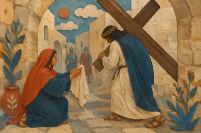 Jesus Carrying the Cross Through Via Dolorosa