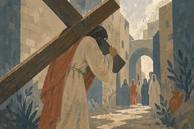 Jesus Carrying the Cross on Via Dolorosa