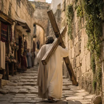 Jesus Carrying the Cross on Via Dolorosa