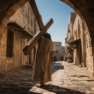 Jesus Carrying the Cross on Via Dolorosa