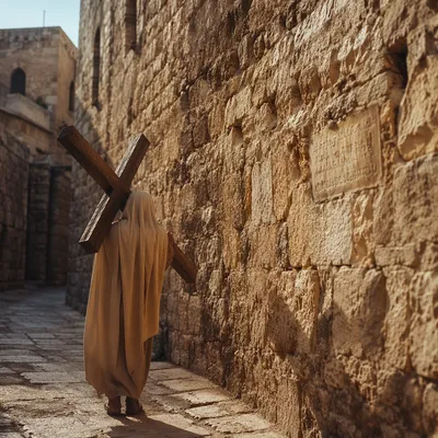 Jesus Carrying the Cross on Via Dolorosa