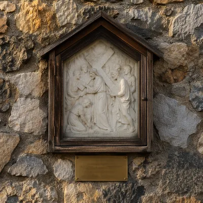 Jesus Carrying the Cross Stone Shrine
