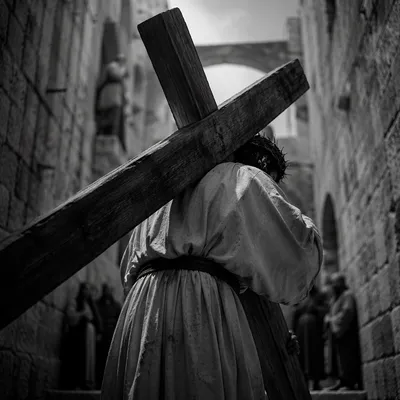 Jesus Carrying the Cross on Via Dolorosa