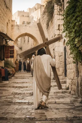 Jesus Carrying the Cross on Via Dolorosa