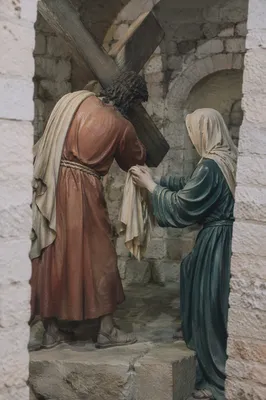 Jesus Carrying Cross Through Stone Passage