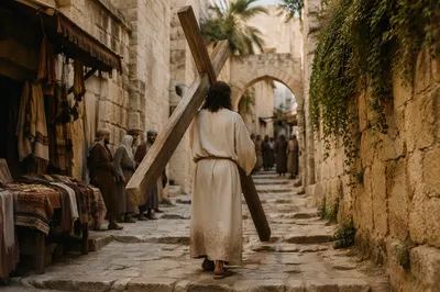 Jesus Carrying the Cross on Via Dolorosa