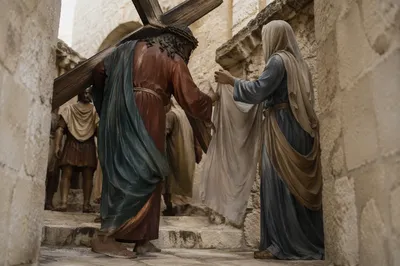 Jesus Carrying the Cross Through Via Dolorosa