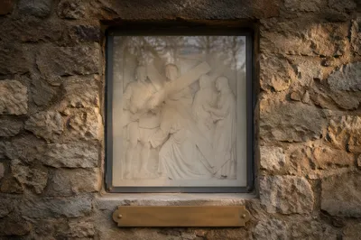 Stone Wall Shrine with Relief Panel