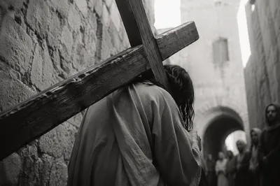 Jesus Carrying the Cross on Via Dolorosa