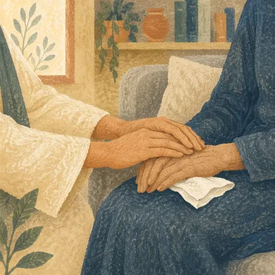 Jesus Comforting Crying Woman in Compassion