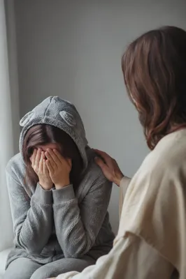 Jesus Comforting Crying Woman in Quiet Grace