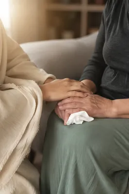 Jesus Comforting a Crying Woman Close-Up
