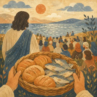 Jesus Feeding Five Thousand by the Lakeside