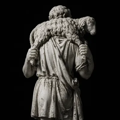 Good Shepherd Marble Statue with Lamb