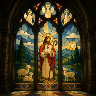 Jesus the Good Shepherd Stained Glass