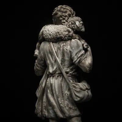 Good Shepherd Marble Statue with Lamb